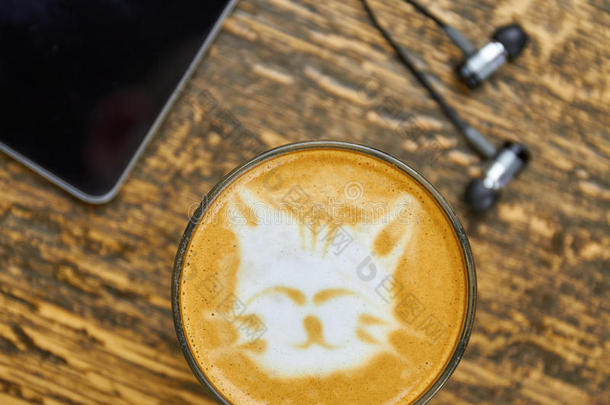 漂亮的<strong>猫</strong>拿铁<strong>咖啡</strong>艺术.