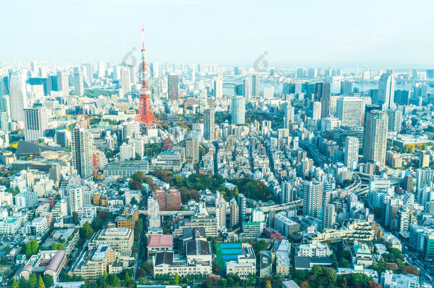 东京城市地平线和东京塔