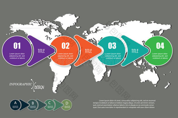 矢量信息图原理和4选择和世界地图.