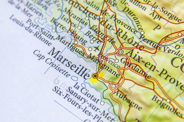 地理学的地图关于欧洲的国家法国和马赛城市