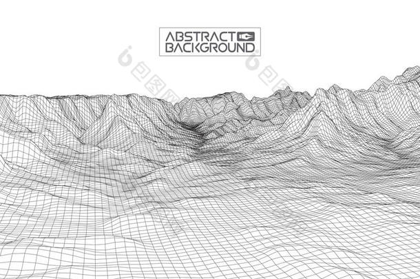 抽象的<strong>矢量</strong>线<strong>框</strong>图风景背景.通讯、<strong>信息</strong>空间格子.