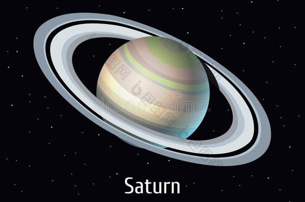 矢量说明太阳的体系物体.土星向空间后座议员