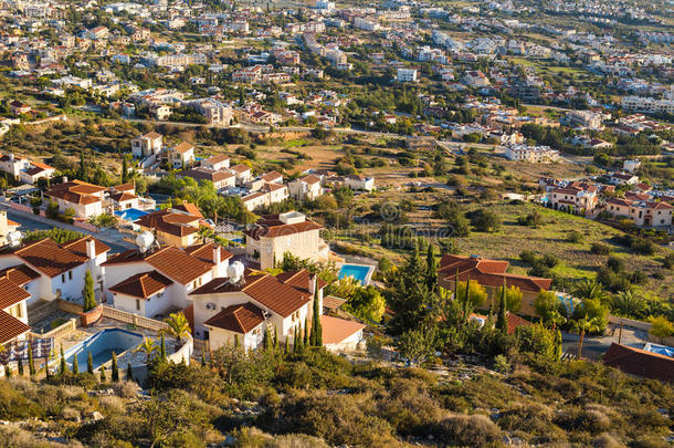 塞浦路斯岛,顶看法.住宅屋顶