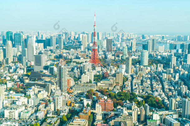 东京城市地平线和东京塔