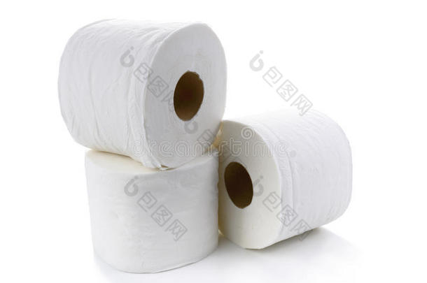 洗手间纸-薄纸纸辗向白色的背景