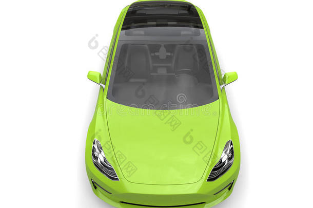 疯狂的绿色的电的商业汽车-顶下看法