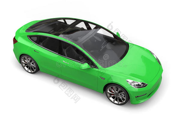 孔雀鱼和孔雀鱼绿色的现代的电的汽车-顶看法