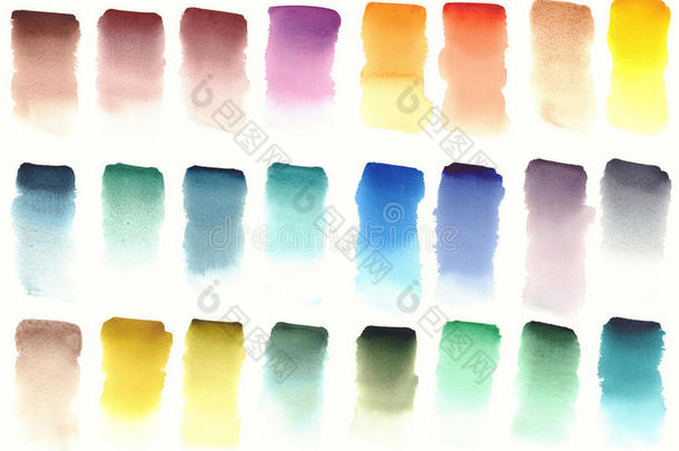 颜色调色板关于水彩绘画颜料