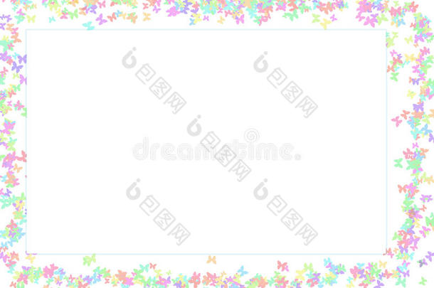 蝴蝶框架彩色粉笔颜色光柠檬蔚蓝颜色春季卡片
