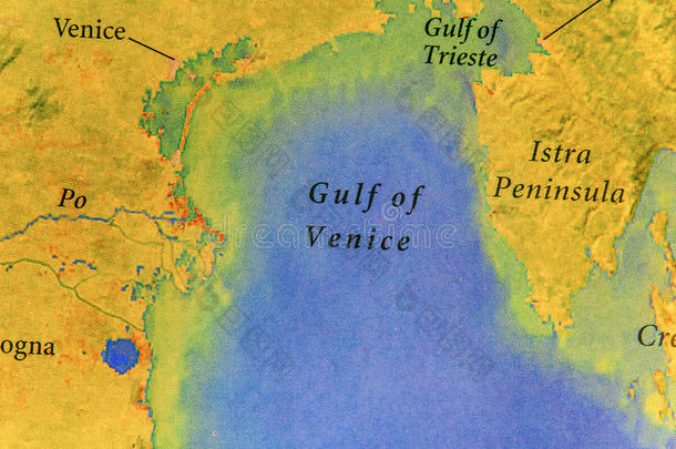 地理学的地图关于欧洲的国家意大利和海湾关于威尼斯