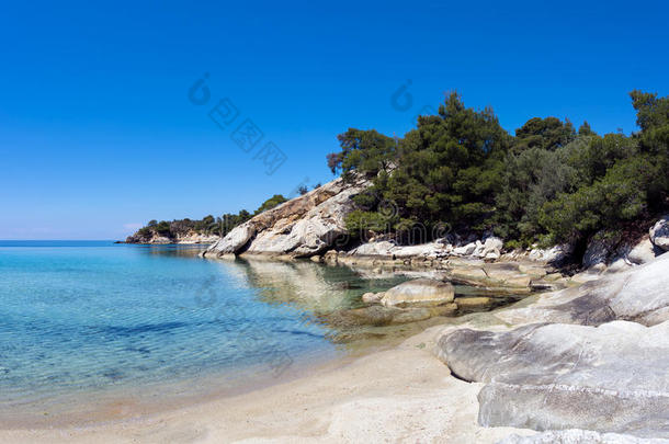 令人惊异的风景在旁边指已提到的人海采用锡索尼亚,哈尔基季基半岛,希腊