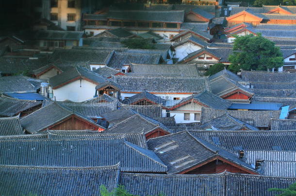 屋顶关于<strong>丽江</strong>老的城镇,云南云南,中国
