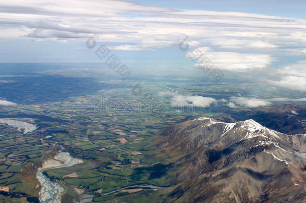 空气的看法关于新的西兰岛山,南方岛.照片是（be的三单形式Takamatsu