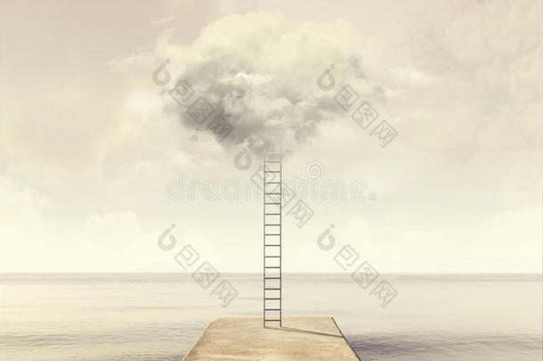 超现实的梯子起义在上面进入<strong>中</strong>指已提到的人天对于一软的云