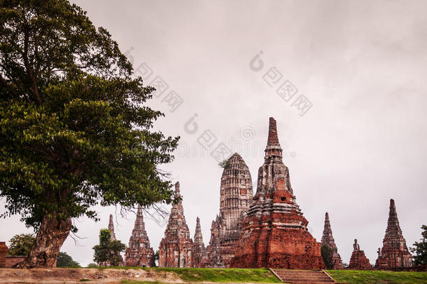 大城府泰国或高棉的佛教寺或僧院茶泰国或高棉的佛教寺或僧院tanaram庙
