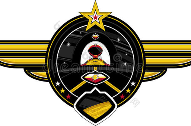漫画宇航员<strong>太空</strong>船上的飞行员徽章