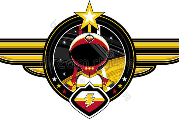 漫画宇航员太空船上的飞行员徽章