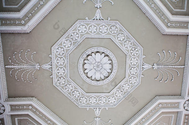 古典的装饰华丽的灰泥天花板装饰.