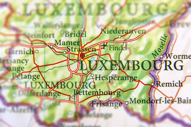 地理学的地图关于欧洲的国家<strong>卢森堡</strong>公国和<strong>卢森堡</strong>公国Cana加拿大