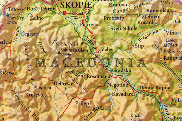 地理学的地图关于欧洲的国家马其顿王国和重要的Citibank纽约花旗银行