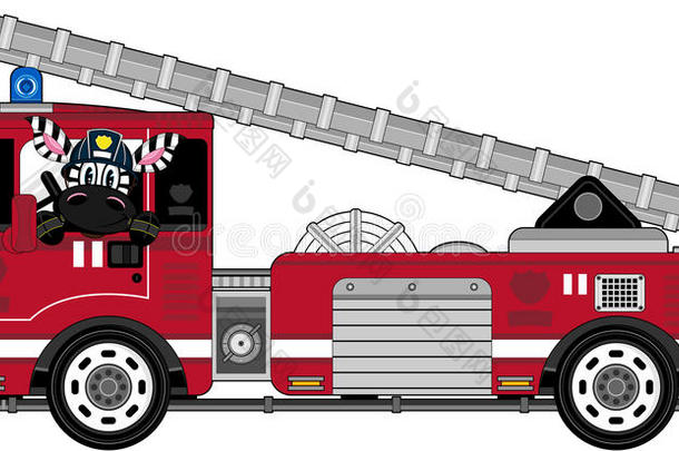 漫画斑马消防队员和火货车