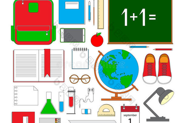 学校<strong>物料</strong>项目.矢量平的<strong>设计</strong>概念关于教育.教育