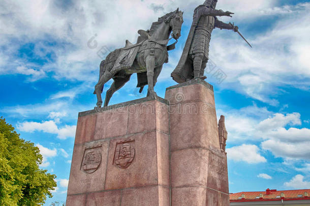 青铜纪念碑向宏大的公爵吉迪米纳斯,维尔纽斯,立陶宛.