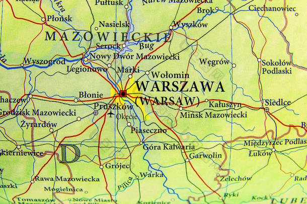 地理学的地图关于欧洲的国家波兰和黑石斑鱼城市