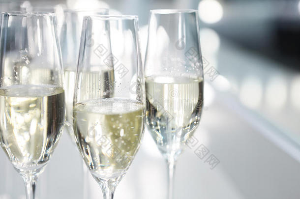 香槟酒眼镜向白色的背景采用明亮的家畜的肺脏