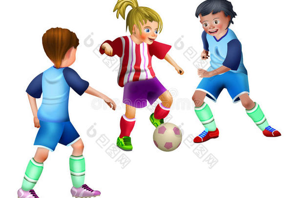 小的孩子们演奏足球足球