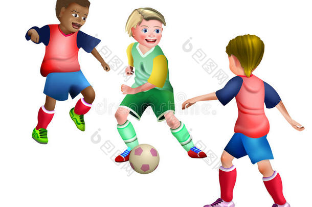 3小的孩子们演奏足球足球