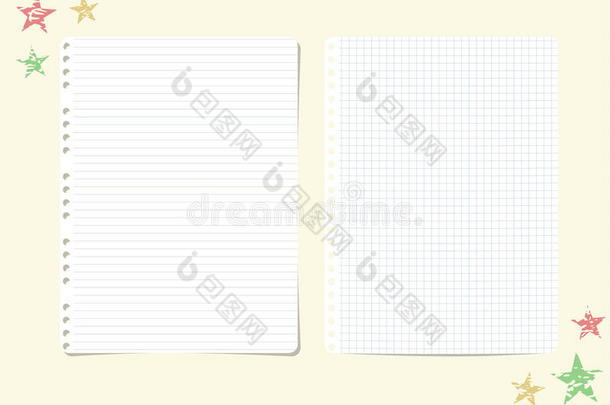 白色的有平行线条的,有条纹的,正方形的笔记簿,典范的纸纸一