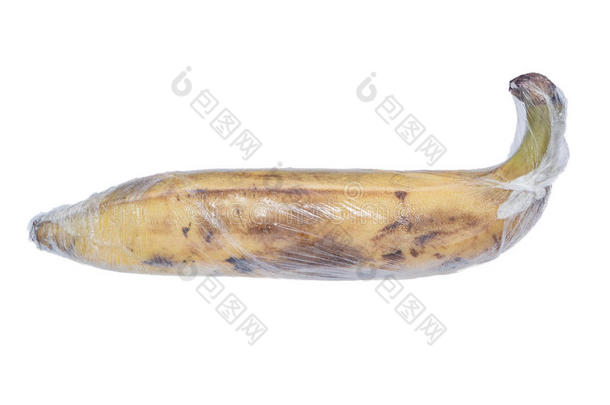 一成熟的棕色的黄色的香蕉是（be的三单形式有包装的在旁<strong>边防</strong>腐剂塑料制品Finland芬兰