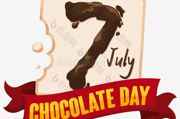 白色的巧克力和棕色的日期和带为巧克力一天,Venezuela委内瑞拉
