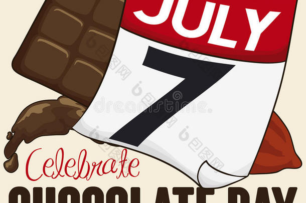 巧克力糖果,饮料,可可豆和日历为巧克力