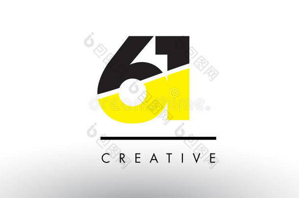 <strong>61</strong>黑的和黄色的数字标识设计.