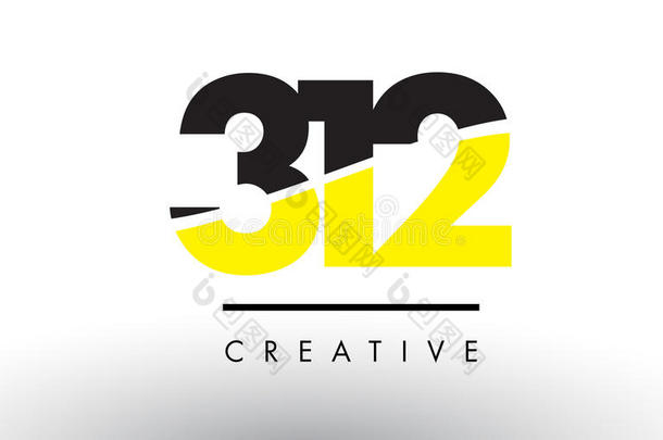 312黑的和黄色的数字标识设计.