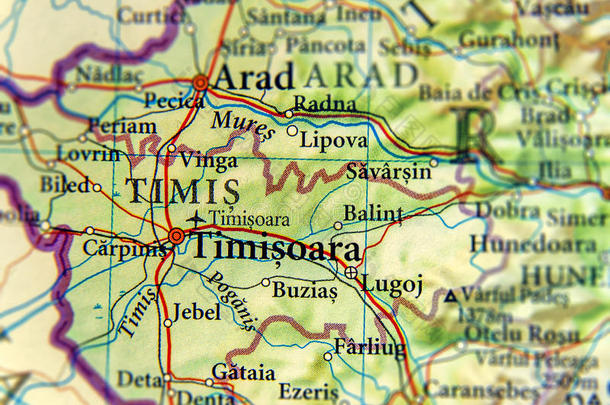 地理学的地图关于欧洲的国家罗马尼亚和城市蒂米什瓦拉