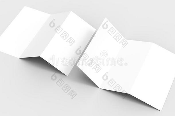 一4.空白的三折纸小册子愚弄-在上面向软的灰色背景