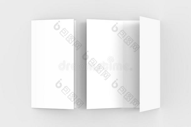 一4.空白的<strong>三折</strong>纸小册子愚弄-在上面向软的灰色背景