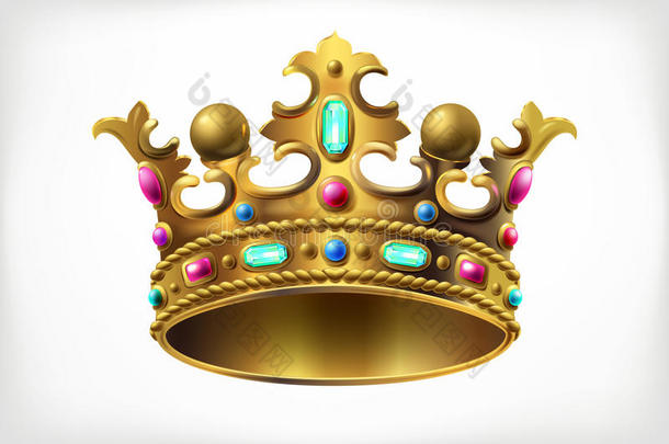 <strong>金色</strong>的王国的王冠和许多-有色的宝<strong>贵</strong>的石头
