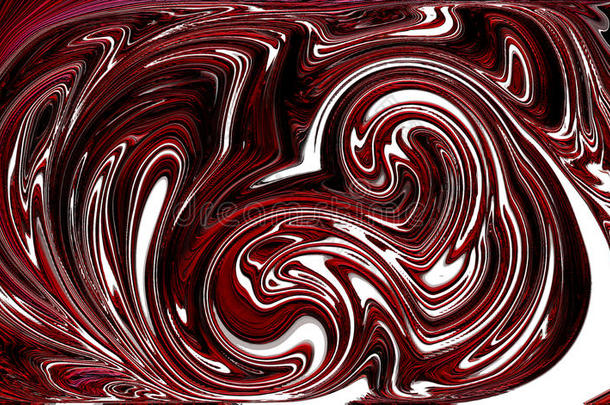 抽象的黑暗的红色的隔离的扭歪的旋转&曲线