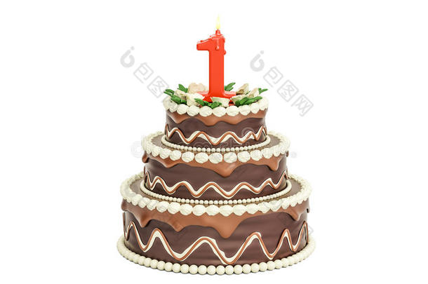 巧克力<strong>生日蛋糕</strong>和蜡烛<strong>数字</strong>1,3英语字母表中的第四个字母翻译