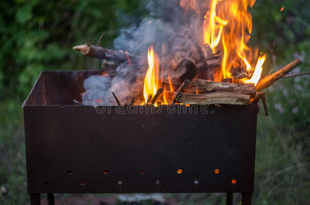 barbecue吃烤烧肉的野餐<strong>腊肠</strong>在户外的