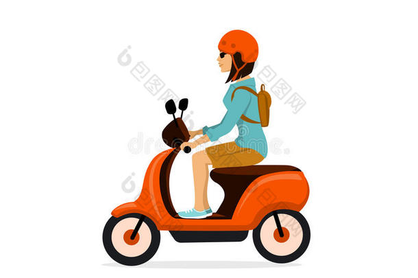女人操纵用电的小型摩托车