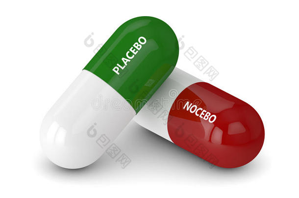 3英语字母表中的第四个字母致使关于安慰剂和NOCEBO药丸越过白色的