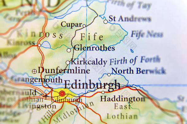 地理学的地图关于欧洲的国家苏格兰和爱丁堡投降