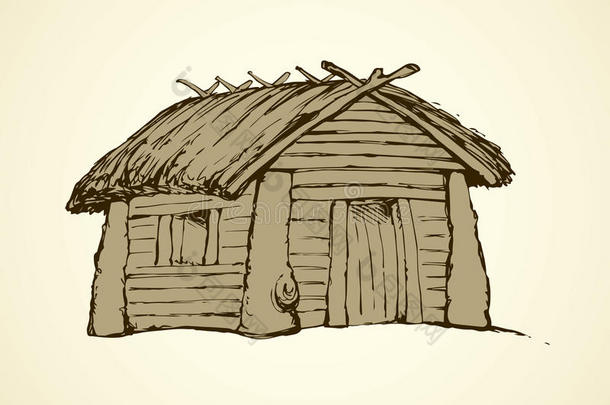 木制的房屋.矢量绘画