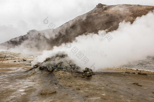 自然的热的春间歇喷泉采用冰岛和蒸汽