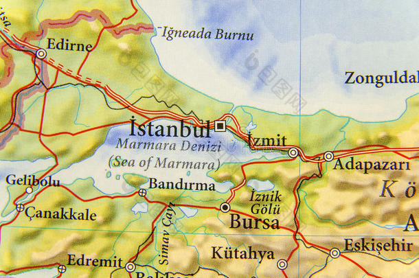 地理学的地图关于欧洲的国家火鸡和城市伊斯坦布尔